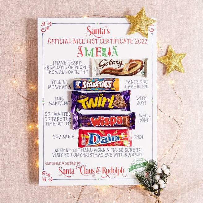 Personalised Christmas Nice List Chocolate Board - Christmas