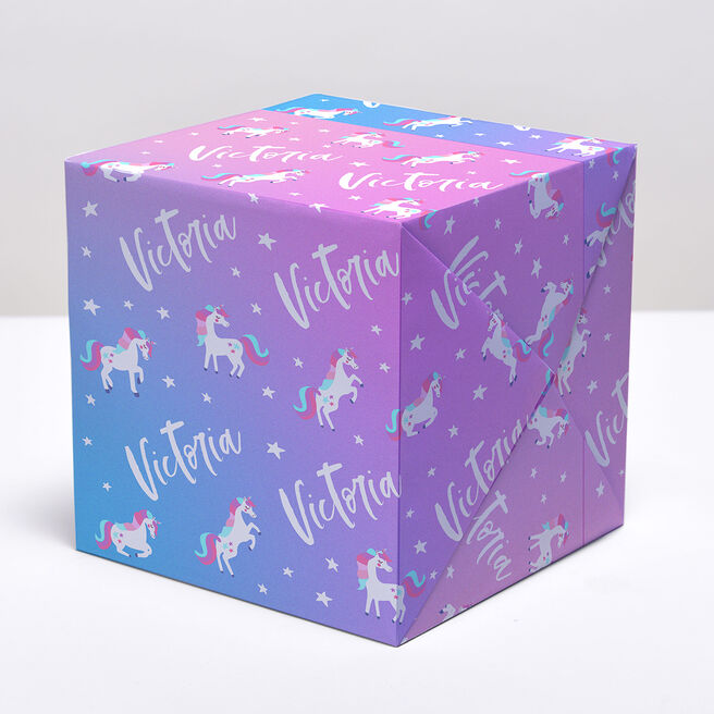 Personalised Wrapping Paper - Unicorns Gradient