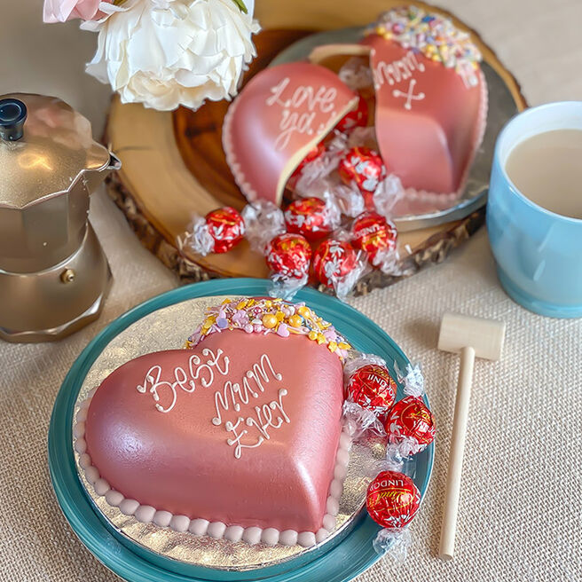 Personalised Pink Lustre Smash Heart - White Chocolate