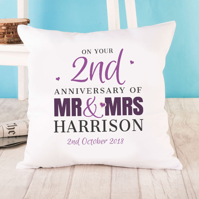 Personalised Cushion - On Your 2nd Anniversary