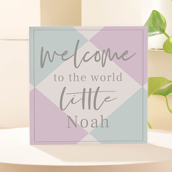 Personalised Card - Welcome to the World Harlequin