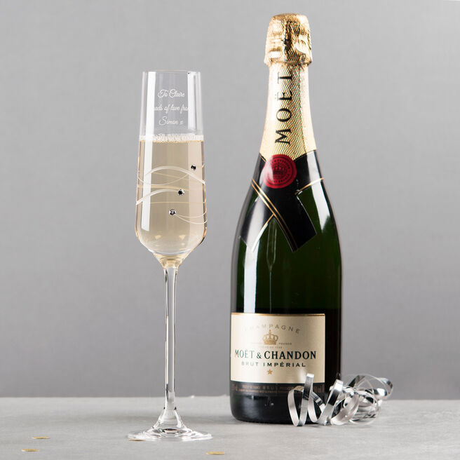 Personalised Swarovski Elements Champagne Flute - Spiral