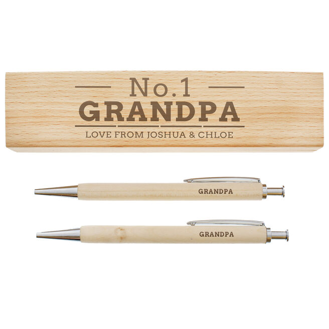 Personalised No.1 Wooden Pen and Pencil Set