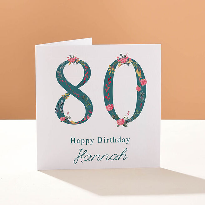 Personalised Card - Floral Square 80