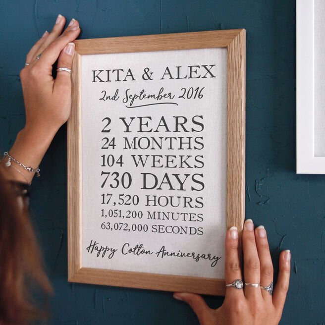 Personalised Time Print - Cotton 2nd Anniversary