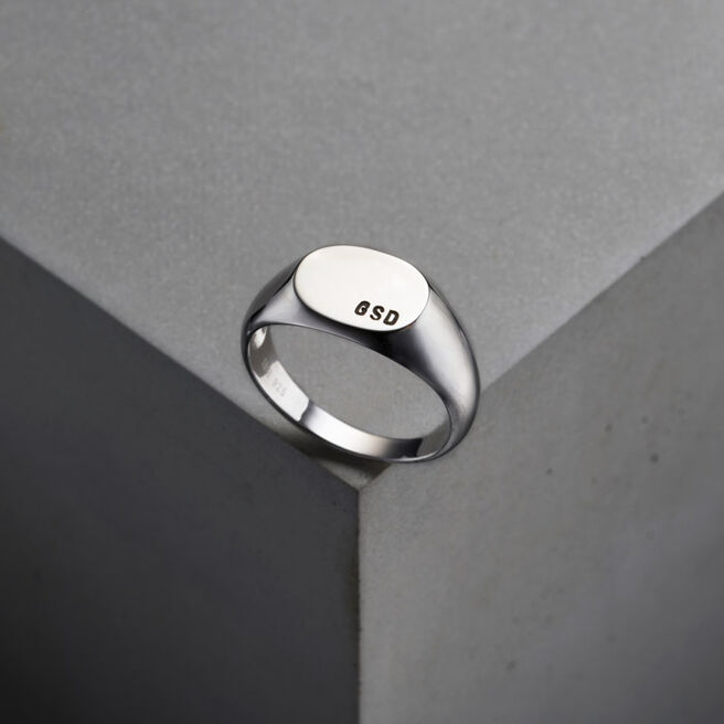 Personalised Men's Signet Ring - Sterling Silver