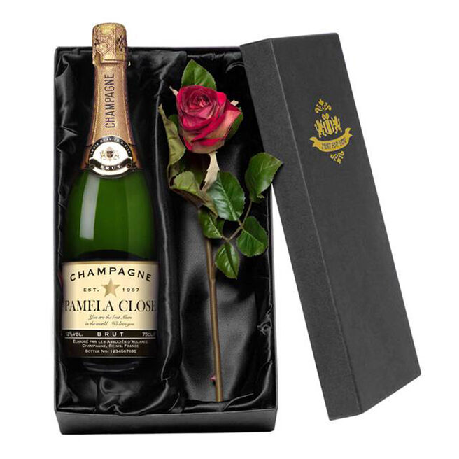 Personalised Champagne & Rose Gift Set