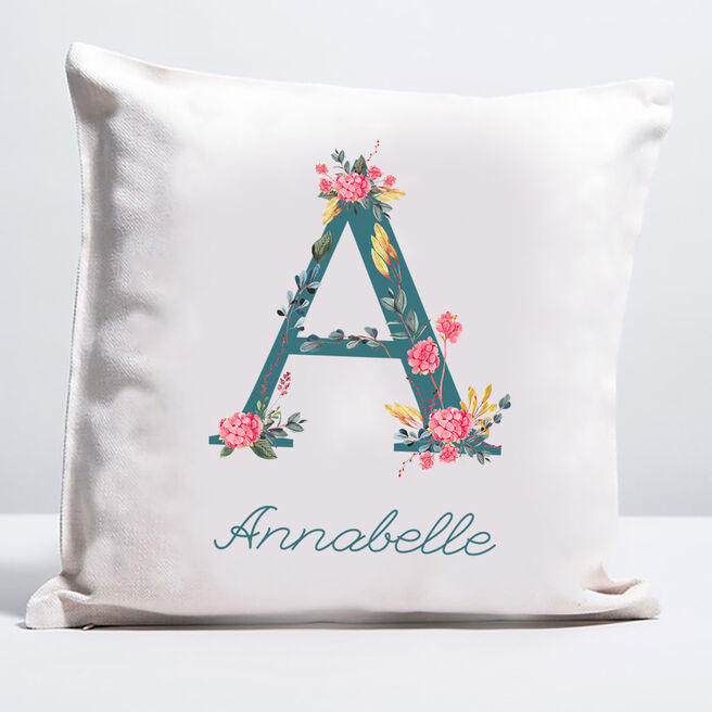 Personalised Cushion - Floral Initial