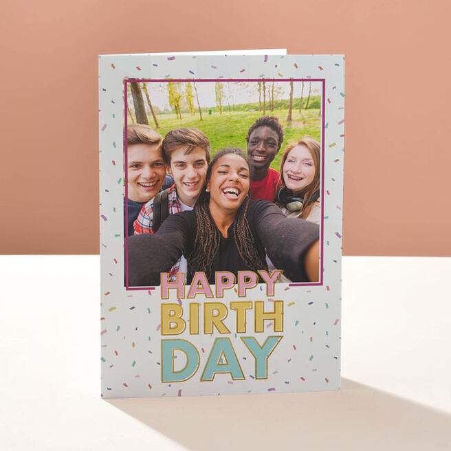 Photo Upload Birthday Card - Confetti