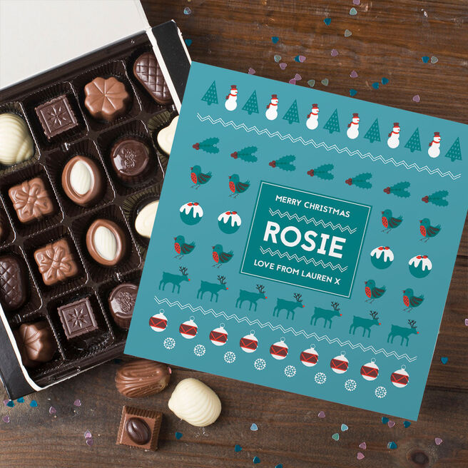 Personalised Belgian Chocolates – Christmas Icons