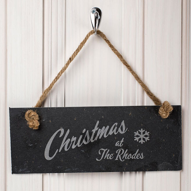 Engraved Hanging Slate Sign - Family Christmas
