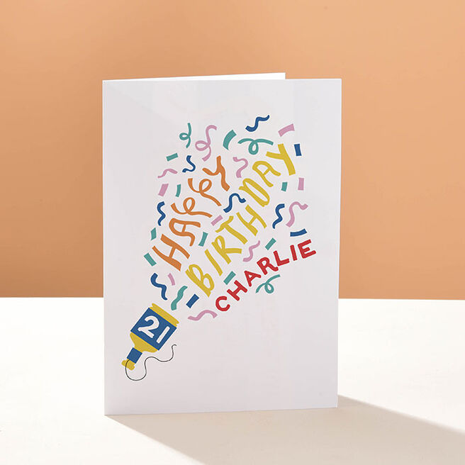 Personalised Card - 21st Birthday Popper