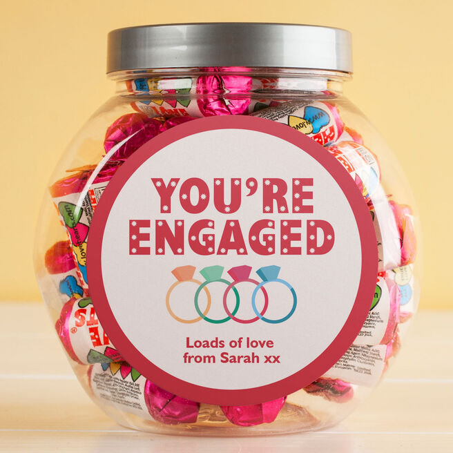 Personalised Love Hearts Jar - You're Engaged