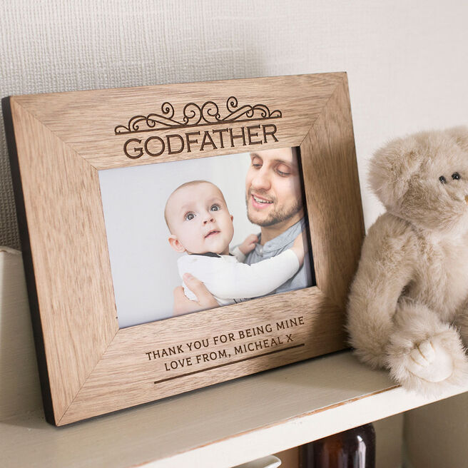 Engraved Wooden Photo Frame - Godfather