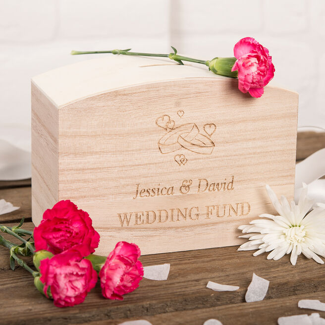 Personalised Wooden Money Box - Wedding Fund
