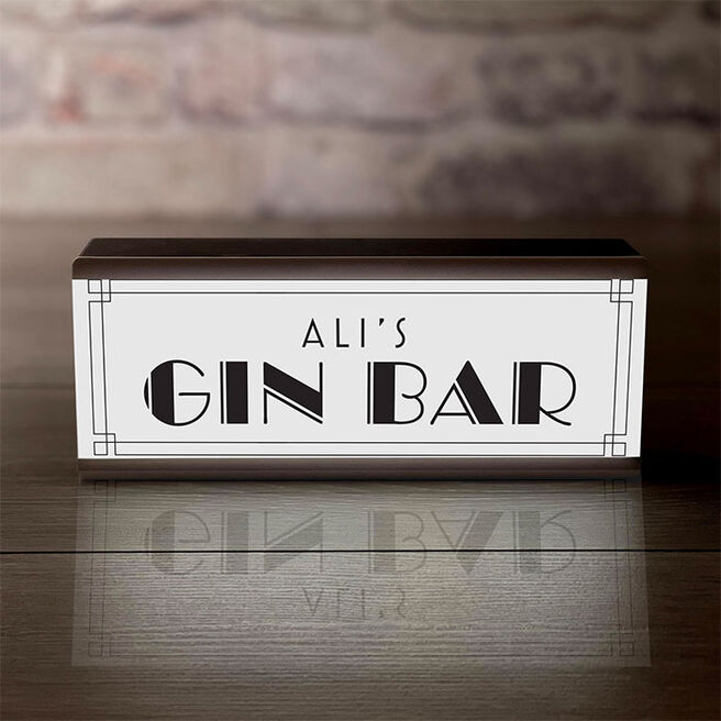 Personalised Room Sign Light Box Gin Bar