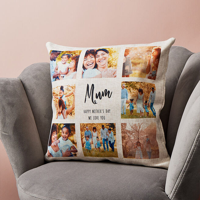 Multi Photo Upload Natural Cushion - Mommy 8 Photos - Mother's Day