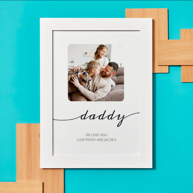 Photo Upload and Message Daddy Framed Print - Father's Day