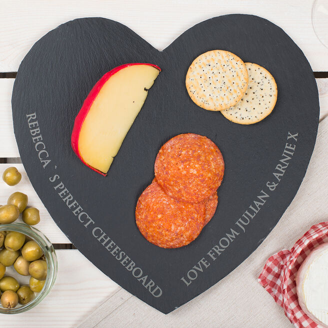 Personalised Heart-Shaped Slate Cheeseboard