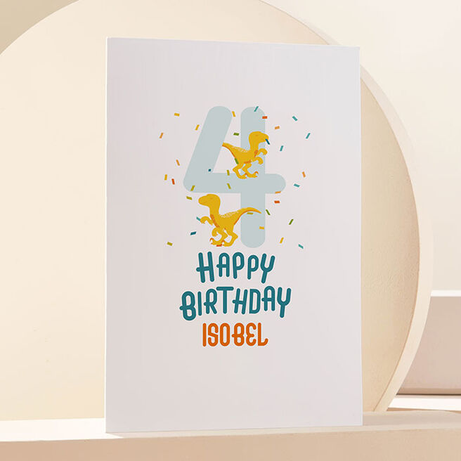 Personalised Birthday Card - Dino Four