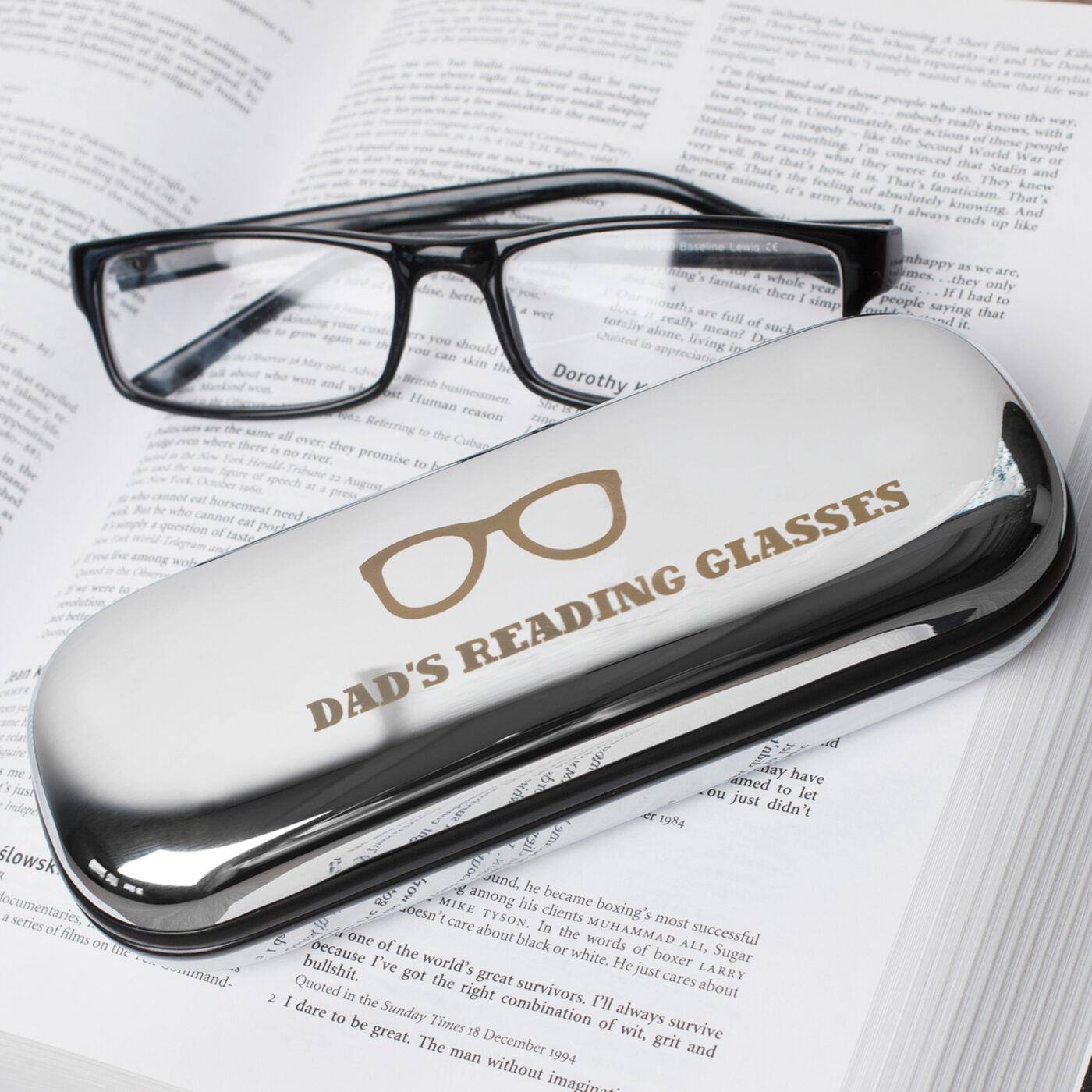 Personalised Chrome Plated Glasses Case Father's Day 