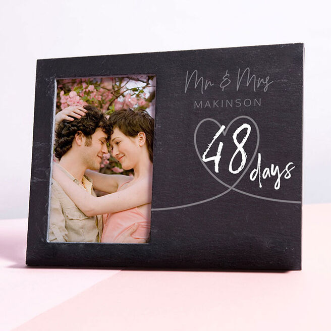 Engraved Slate Chalkboard Photo Frame - Love Story Wedding