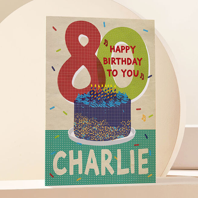 Personalised Card - 80th Birthday Cake