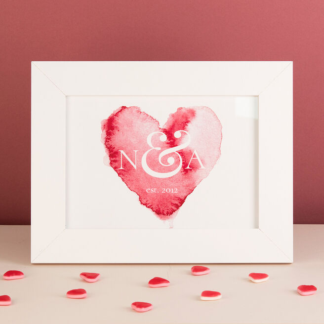 Personalised Framed Print - Watercolour Heart