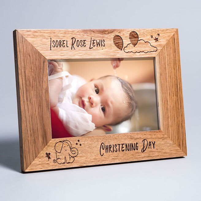 Personalised Wooden Photo Frame - Baby Elephant