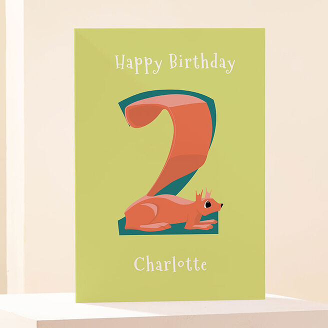 Personalised Card - Happy 2nd Birthday Squirrel
