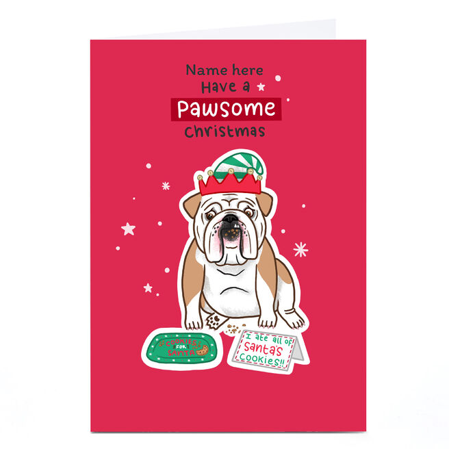 Personalised Blue Kiwi Christmas Card - Christmas Bulldog