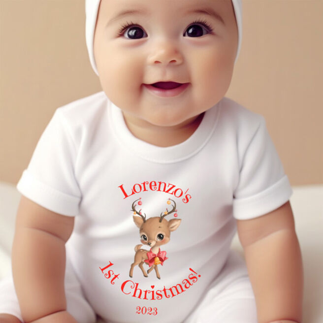 Personalised Christmas Reindeer Babywear