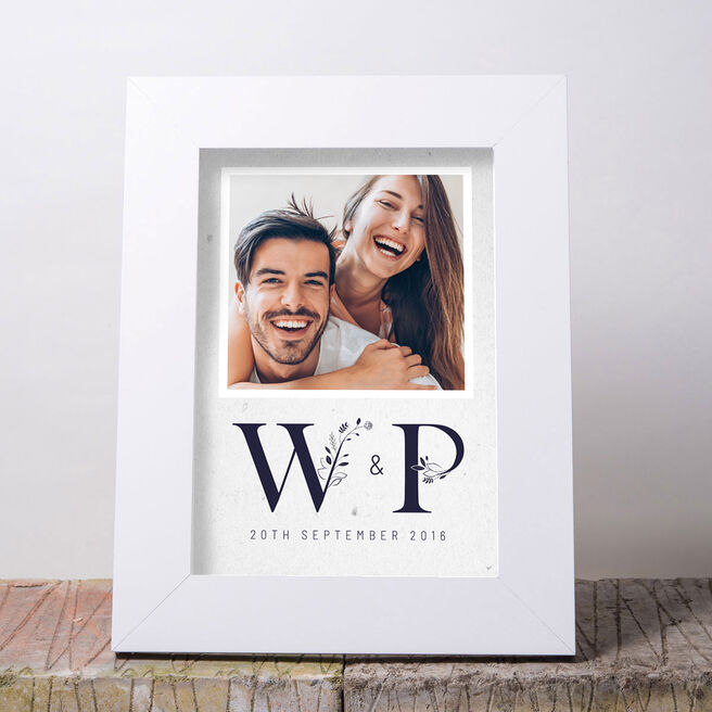 Photo Upload Framed Print - Couple's Initials & Anniversary