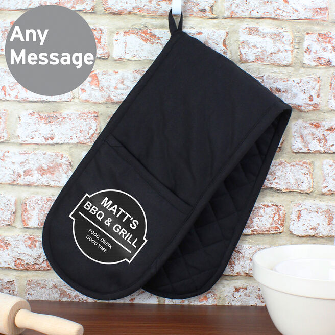 Personalised BBQ & Grill Oven Gloves - Message