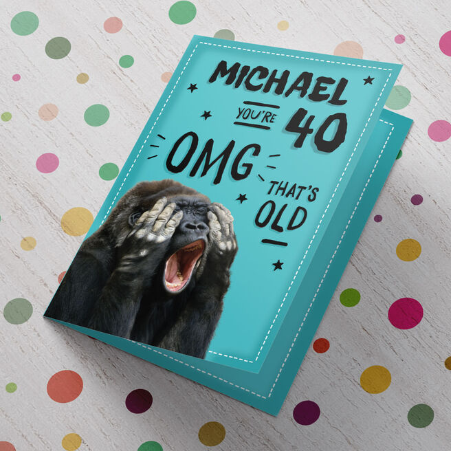 Personalised Birthday Card - OMG That's Old Monkey
