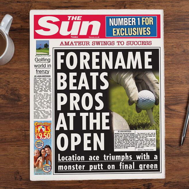 The Sun Personalised Spoof Newspaper Article - Golf Champion
