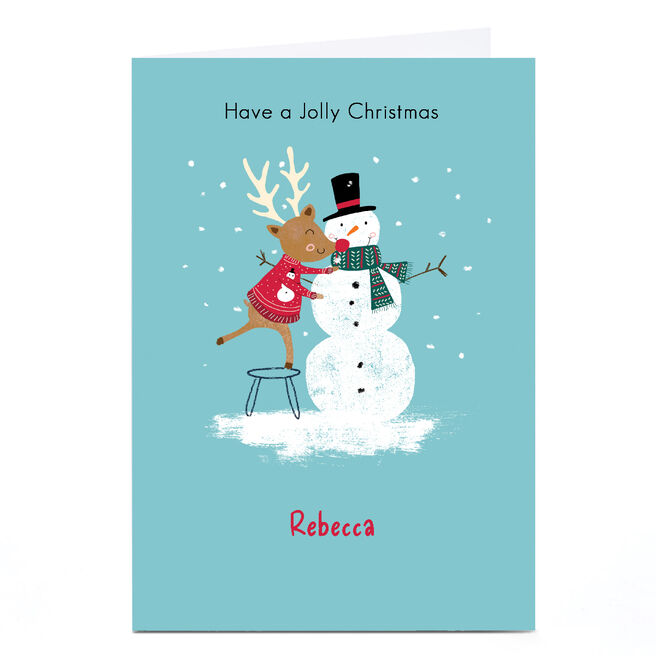 Personalised Corry Reid Christmas Card - Snowman and Rudolf