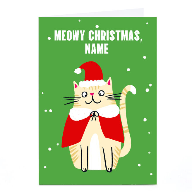 Personalised Lucy Maggie Christmas Card - Santa Cat