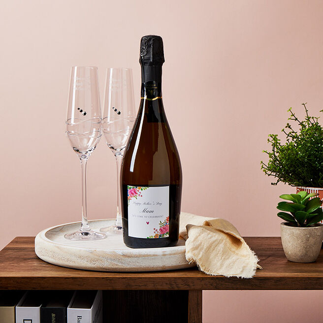 Personalised Prosecco - Floral It's Time To Celebrate - Mother's Day