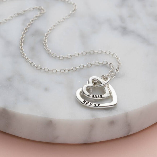 Personalised Posh Totty Designs Mummy And Baby Heart Necklace