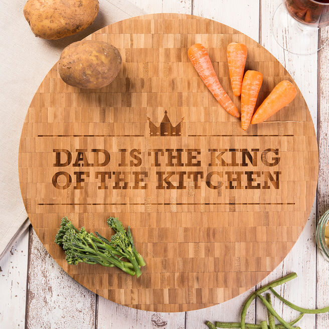 Personalised Large Round Bamboo Chopping Board - Crown