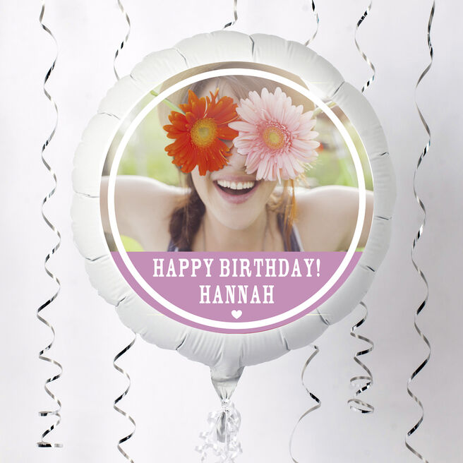 Photo Upload Large Helium Balloon - Happy Birthday, Pink