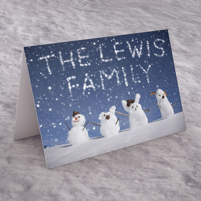 Personalised Christmas Card - Four Little Snowmen