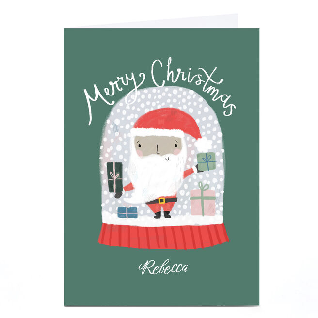 Personalised Laura Pantony Christmas Card - Santa Snowglobe