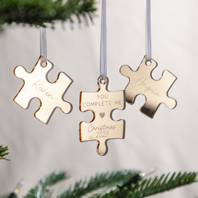 Personalised You Complete Me Couple's Christmas Decoration Set