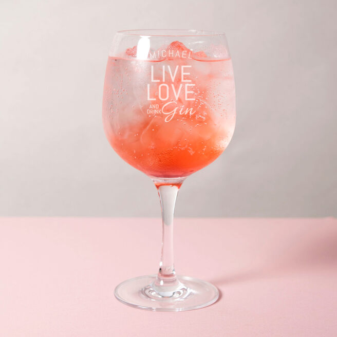 Personalised Premium Gin Glass - Live Love And Drink Gin