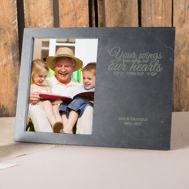Engraved Slate Chalkboard Photo Frame - Your Wings