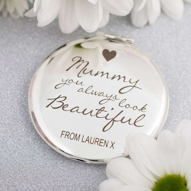 Engraved Compact Mirror - Mummy You Always Look Beautiful