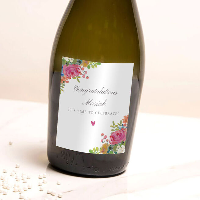 Personalised Prosecco - Floral It's Time To Celebrate