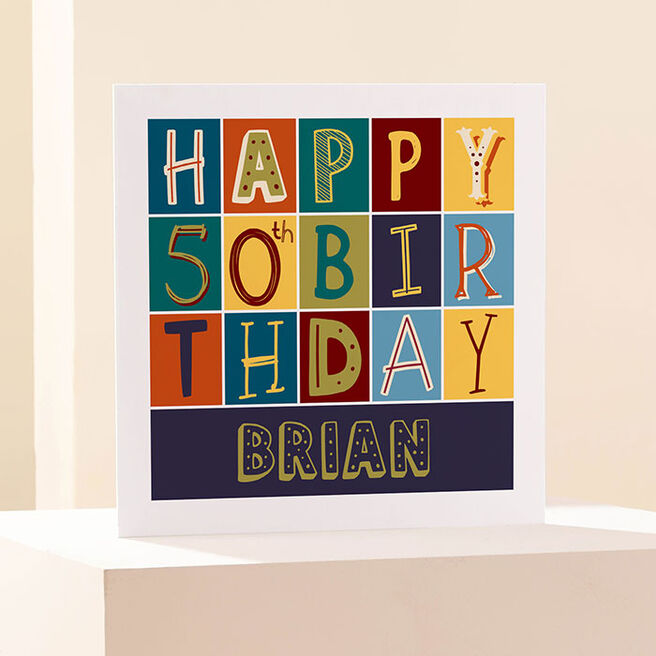 Personalised 50th Birthday Card - Jumbled Letters